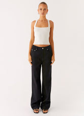 Back Again Straight Leg Denim Jeans - Black