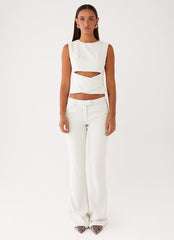 Cyra Low Rise Slim Fit Pants - Ivory