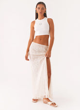 Opal Sequin Maxi Skirt - White