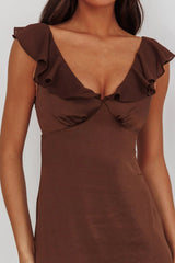 Zerai Ruffle Trimmed Maxi Dress Chocolate