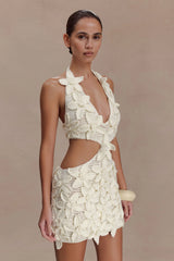 Jaylene Floral Crochet Mini Dress - White