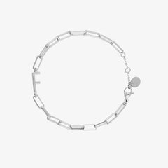 Silver Initial Paperclip Chain Bracelet