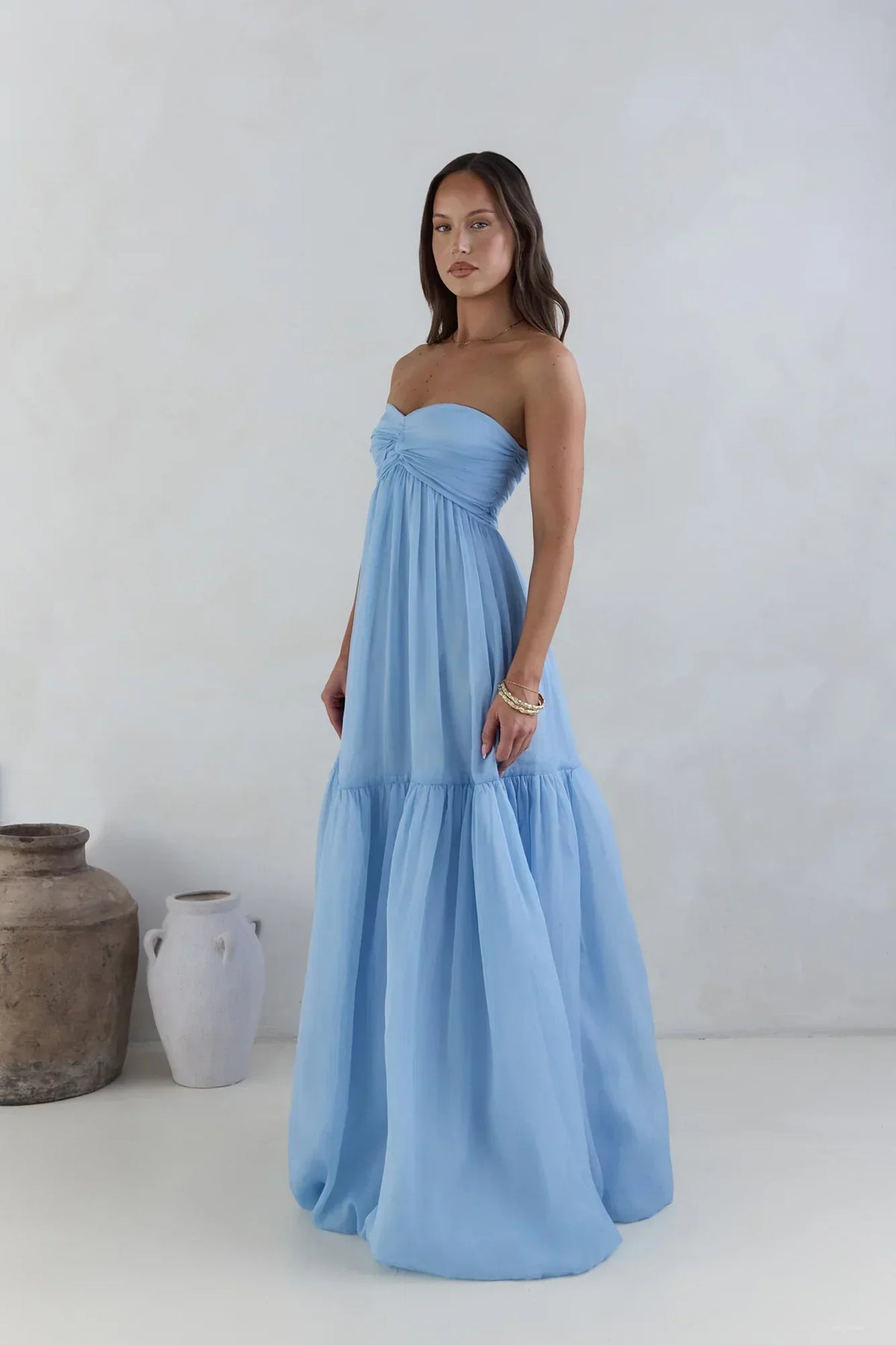 Unforgettable Style Strapless Maxi Dress Blue