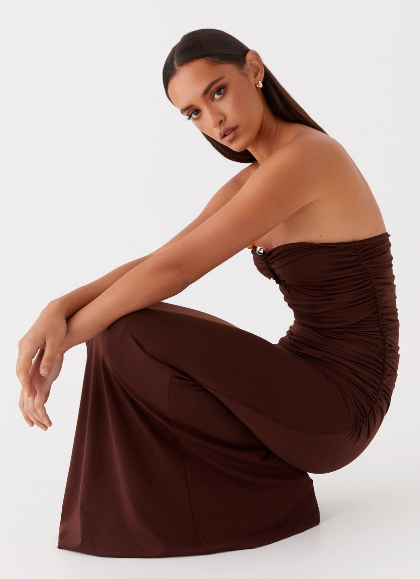 rudy maxi dress brown Rudy Long Sleeve Maxi Dress