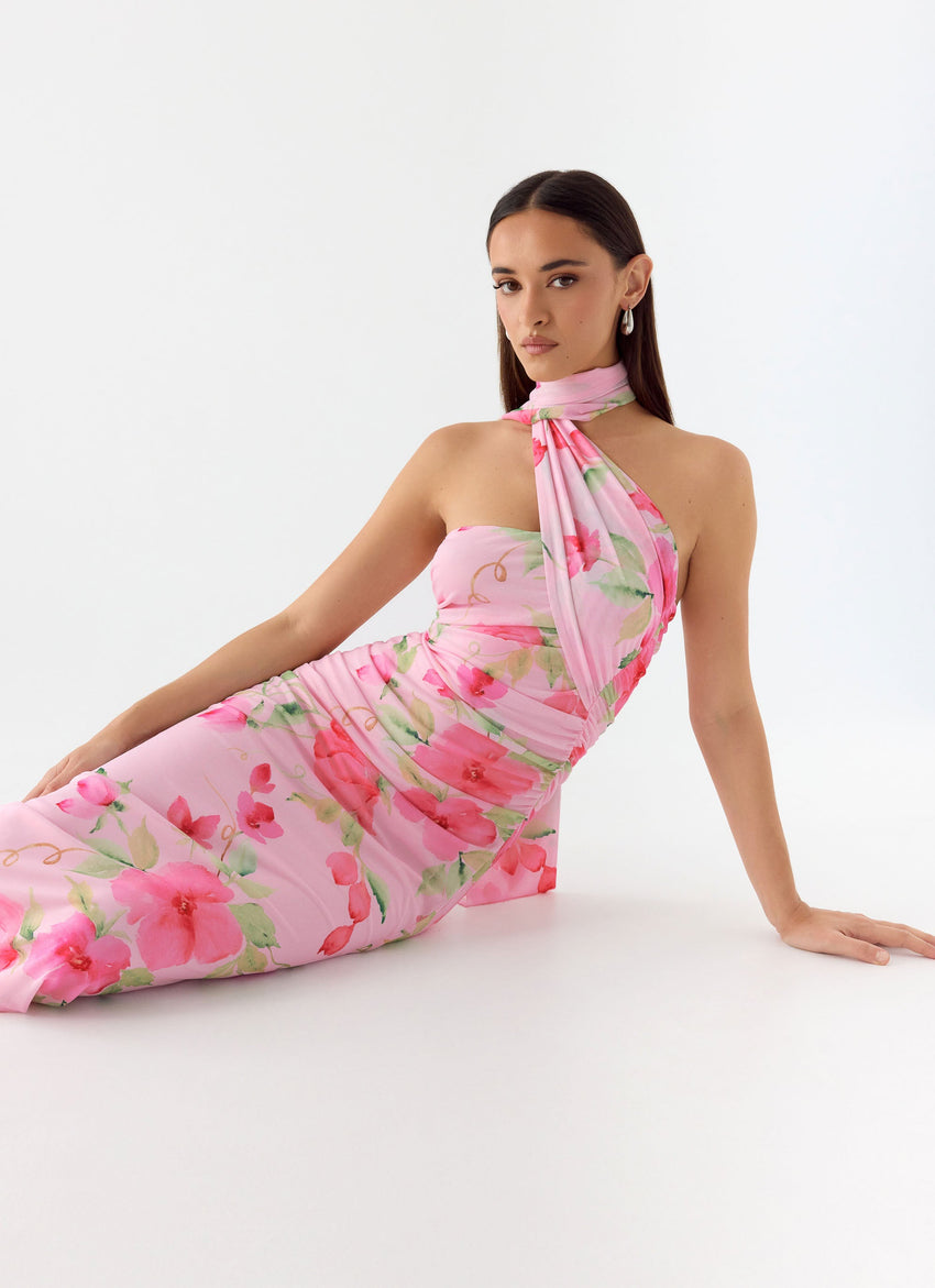 songbird maxi dress Robin Bubble Sleeve Maxi Hot Pink Multi / S