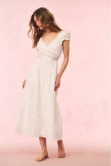 Suvi Cotton Midi Dress - White
